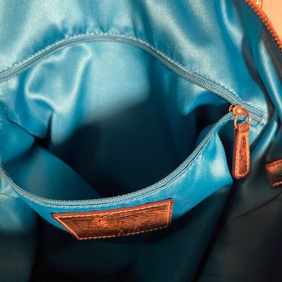 Coach Poppy Gold and Khaki Large Tote with Brilliant Blue Lining - Picture 8 of 15